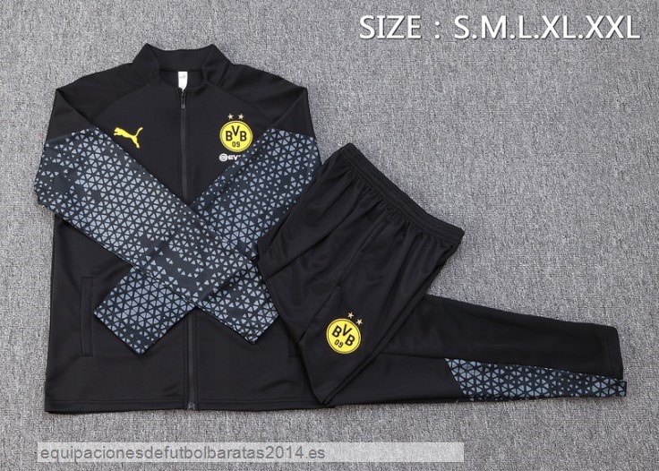 Nuevo Conjunto Completo Ropa Deportiva Con Cremallera Larga Borussia Dortmund 23/24 Negro Gris Baratas